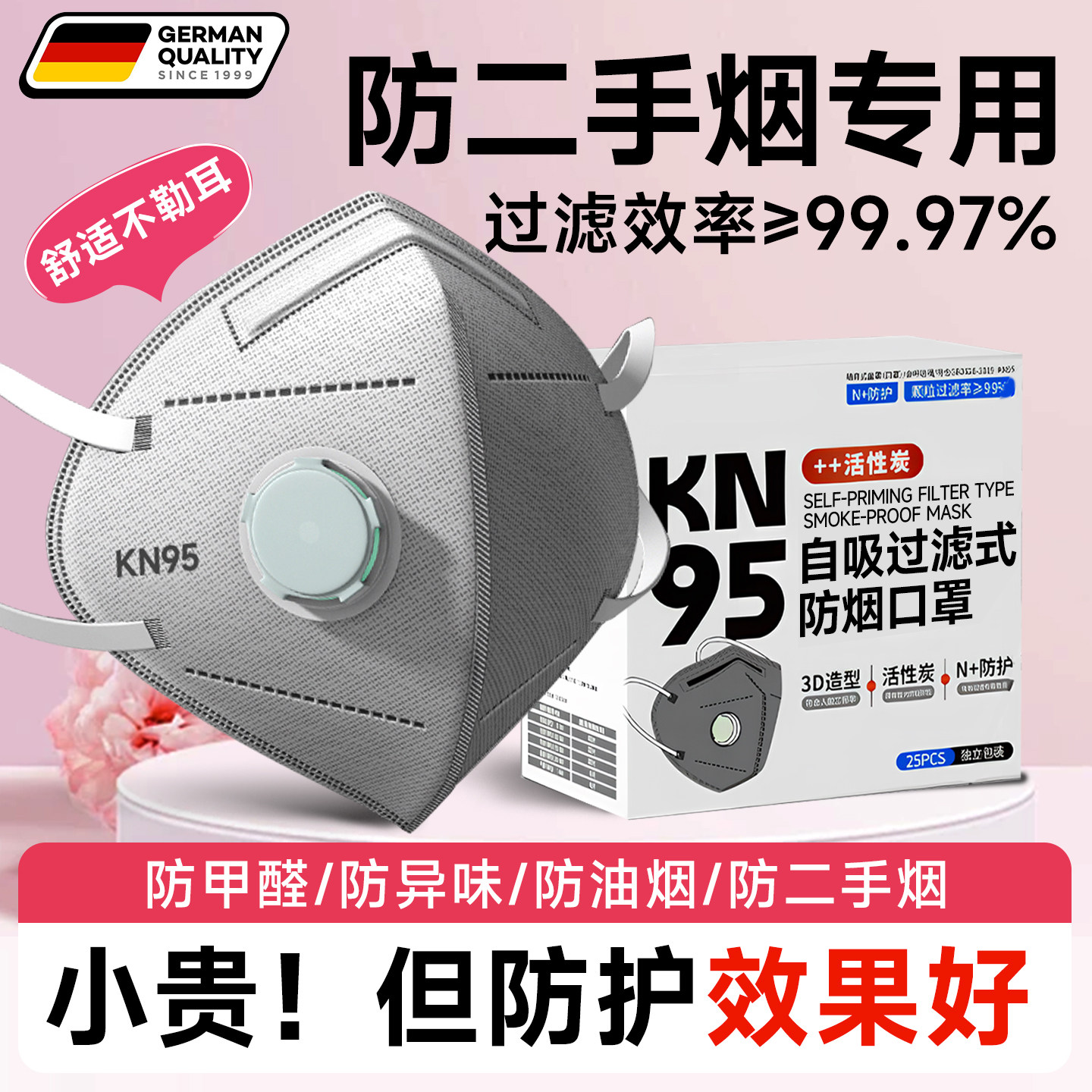 防二手烟专用口罩孕妇防烟面罩防烟味神器办公室防烟雾宿舍过滤