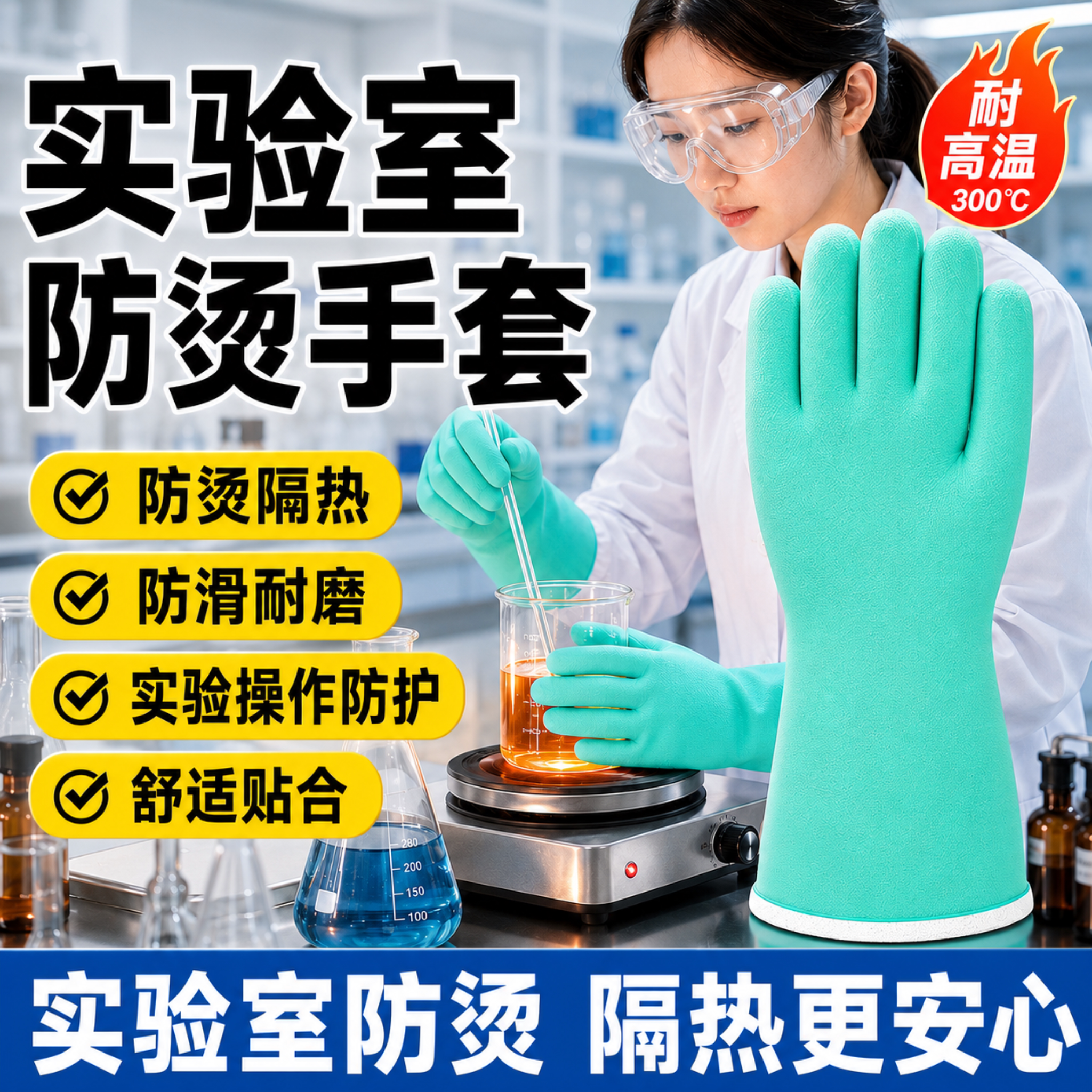 实验室防烫手套隔热耐高温五指灵图片
