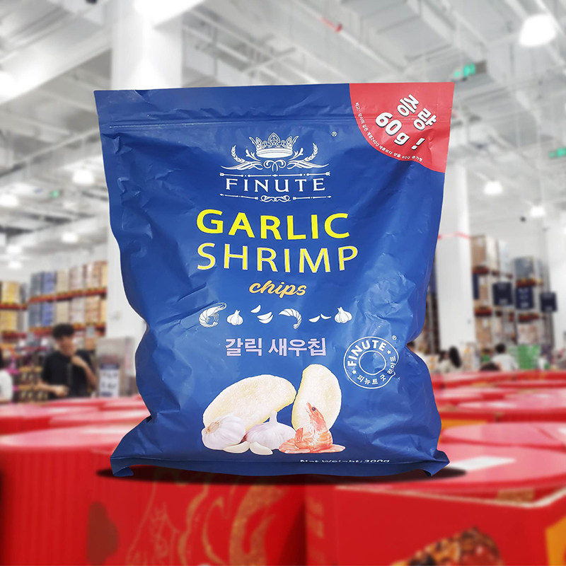 会员正品代购蒜味虾片300g韩国进口休闲网红零食办公室膨化旅游