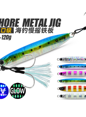 岸抛慢摇铁板饵带单双钩速沉夜光海钓路亚亮片35g45g60g80g100g01
