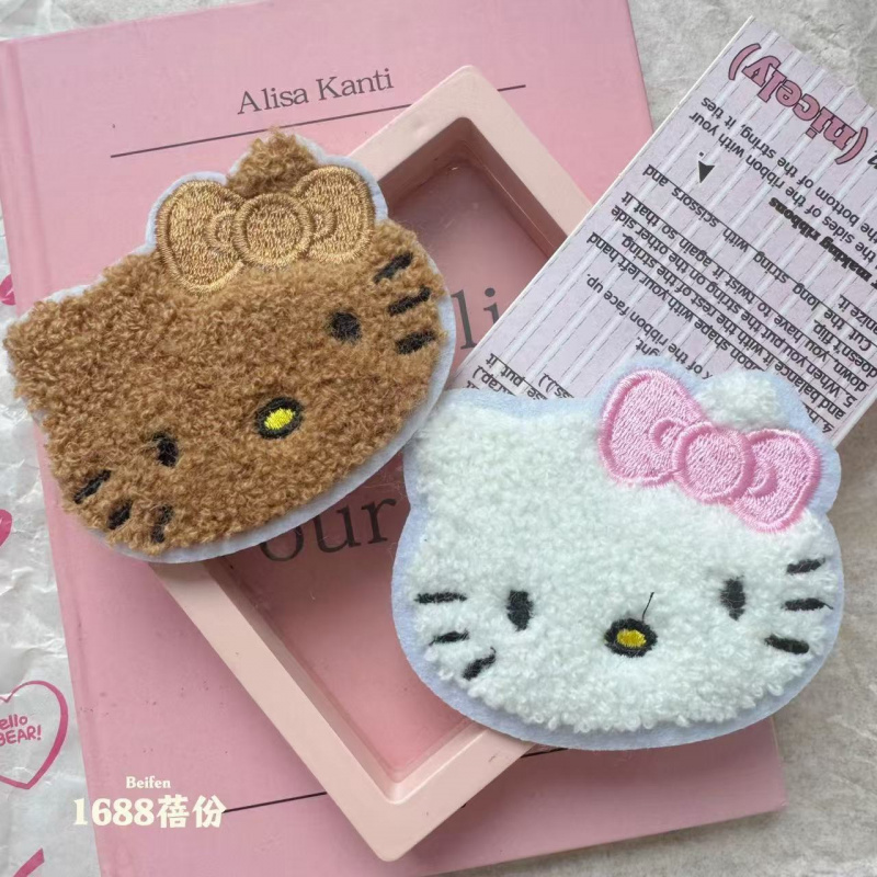 秋冬新款奶咖蝴蝶结猫咪儿童碎发