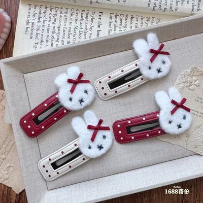 韩系可爱蝴蝶结小兔波点皮质发夹