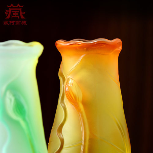 佛缘汇莲花琉璃花瓶净水瓶供佛供