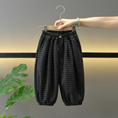 宝宝洋气时髦休闲卫裤 男童冬季 潮 儿童冬装 格子裤 加绒裤 子2025新款