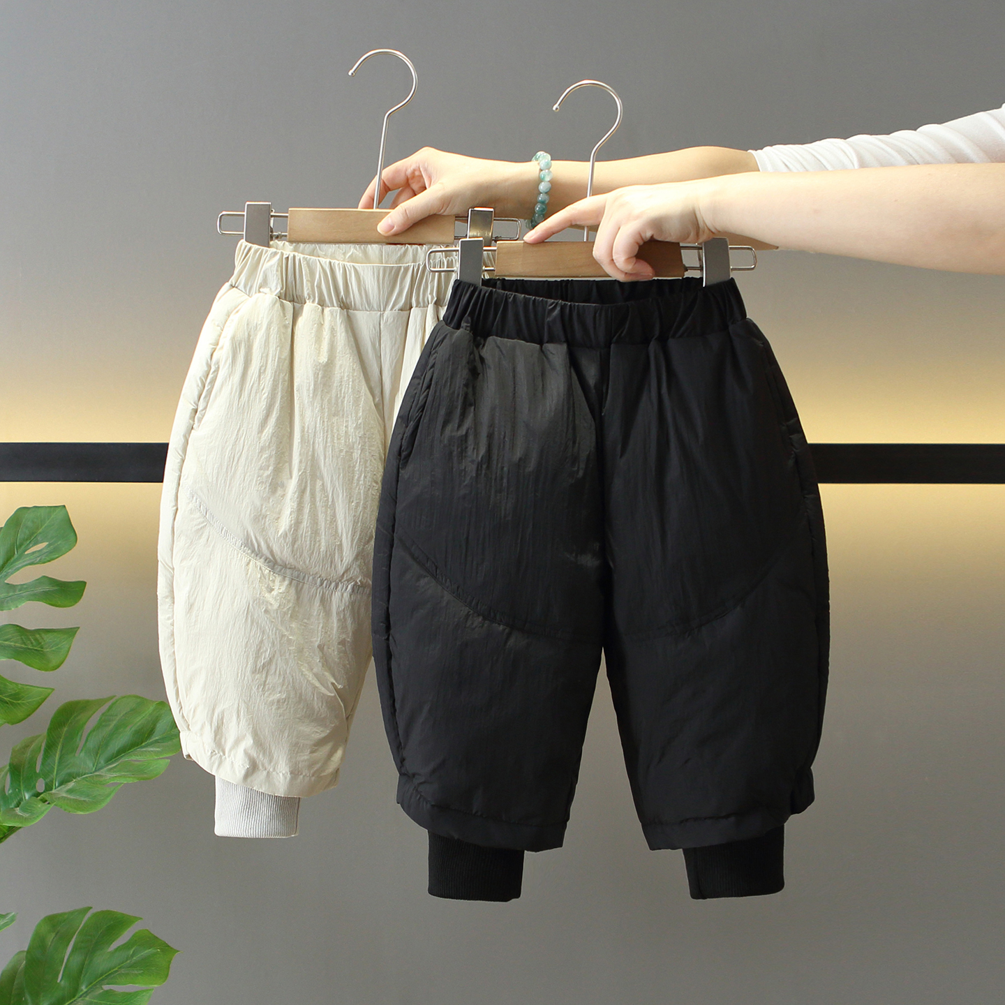 男女童冬季加厚90白鸭绒羽绒裤子