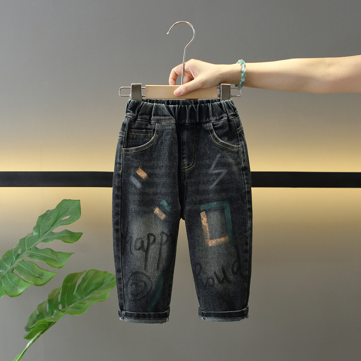 男童春秋季洋气韩版帅气牛仔裤子