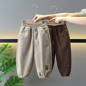 长裤 2026新款 儿童洋气加绒加厚灯芯绒冬装 男童冬季 宝宝时髦裤 子潮