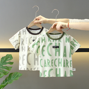 男童短袖T恤2026新款夏季儿童装洋气上衣宝宝酷帅时髦薄款夏装潮