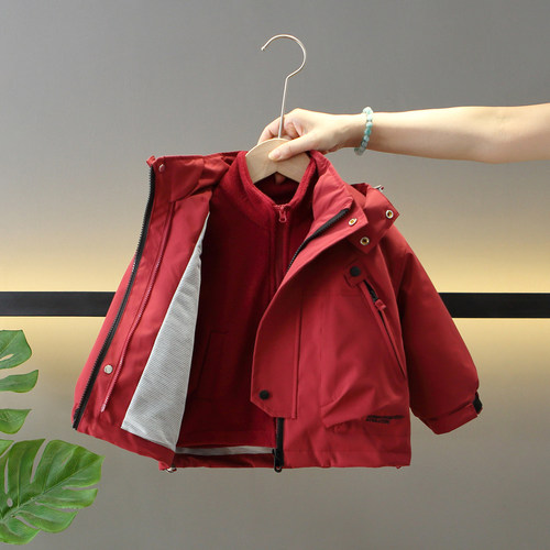 男童秋冬季韩版三合一冲锋衣外套