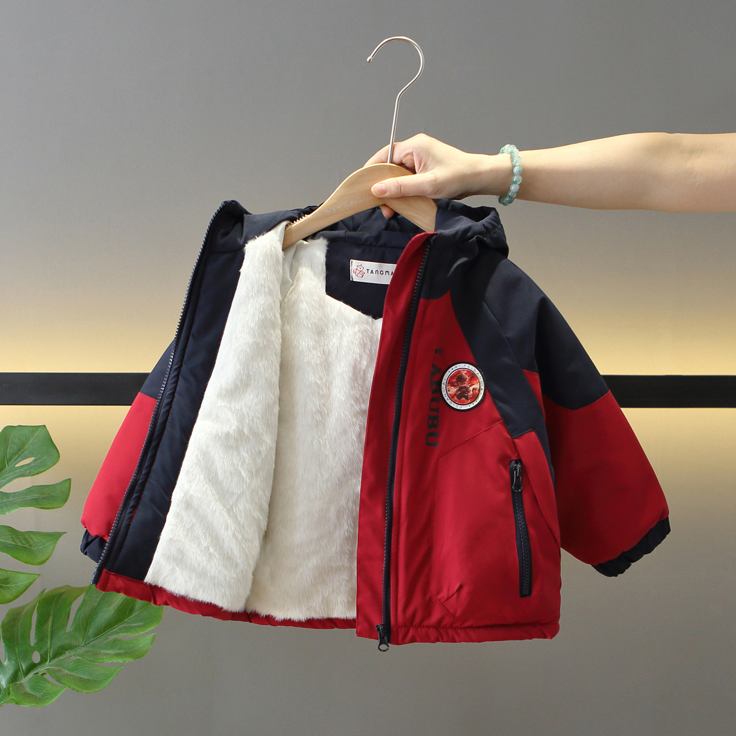 男童冬季加绒加厚时髦棉服外套潮