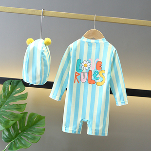 男童洋气连体可爱宝宝防晒速干沙滩度假游泳衣潮 泳装 儿童夏季 长袖