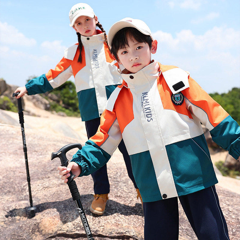 新户外运动三合一冲锋衣三件套防风防水小学生校服幼儿园服季套装
