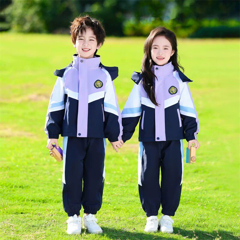小学生校服冬款冲锋衣春秋套装幼儿园园服夏装儿童运动班服三件套