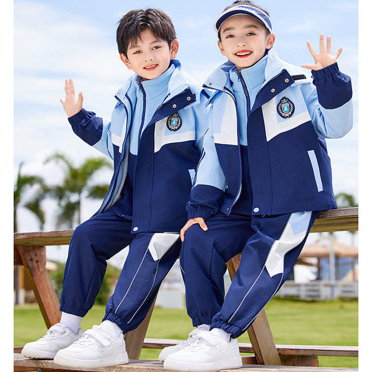 秋冬校服套装幼儿园园服防寒冲锋衣三件套小学生春秋季班服运动服