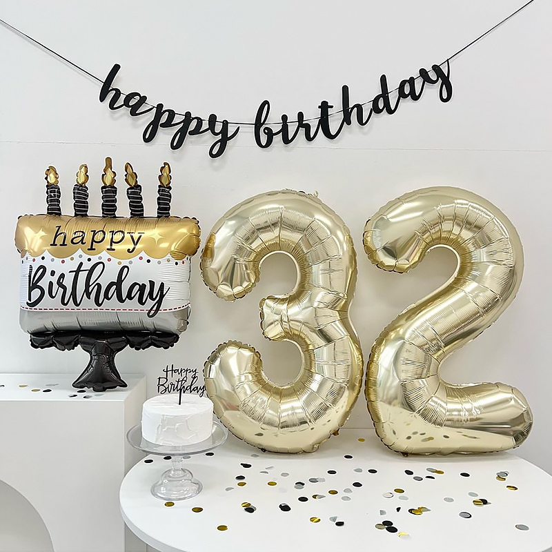 40寸生日数字气球白金色周岁