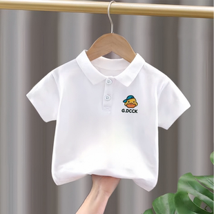中大童韩版 男女童洋气polo衫 装 纯棉短袖 卡通吸汗儿童上衣t T恤夏季