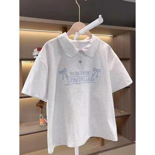 儿童纯棉中大童洋气短袖 装 polo衫 夏季 吸汗上衣 男女童韩版 字母薄款