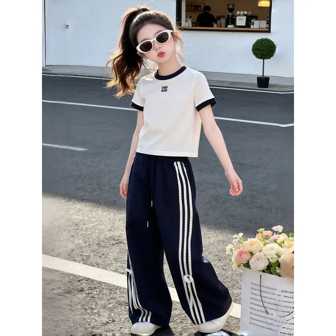 女童夏季速干T恤工装裤两件套