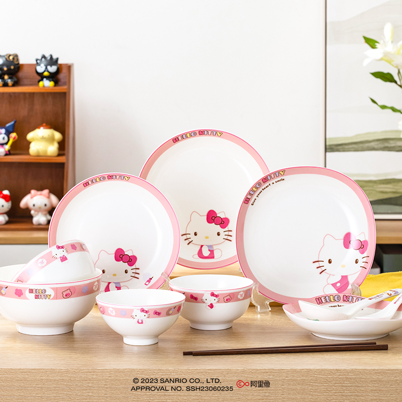 hellokitty陶瓷碗盘子家用可爱吃米饭碗个人专用2025新款网红餐具