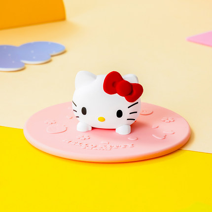 HelloKitty食品级硅胶杯盖通用圆形可爱万能玻璃杯水杯马克杯盖子