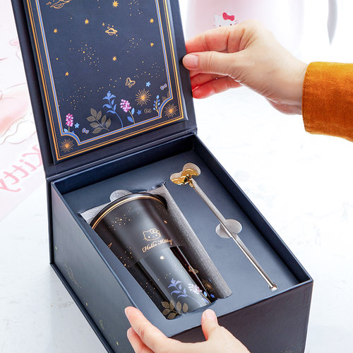 星空陶瓷带盖情人节礼物咖啡杯