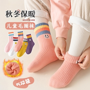 儿童袜子秋冬季加绒加厚女童纯棉冬天男童新款a类女孩宝宝保暖
