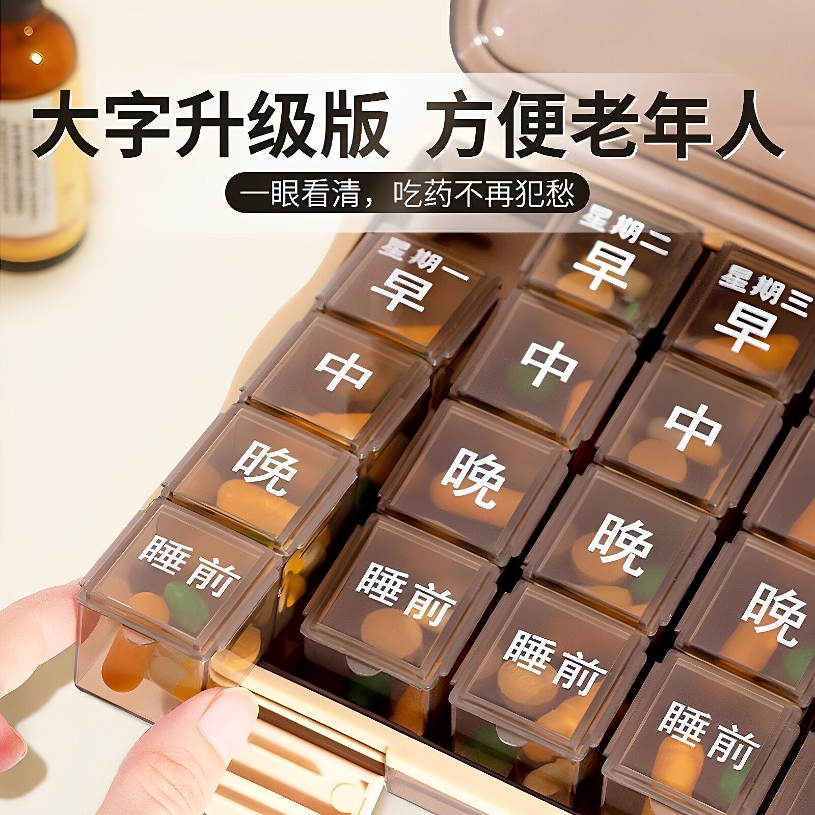 老人药盒一周七天分药器分装盒