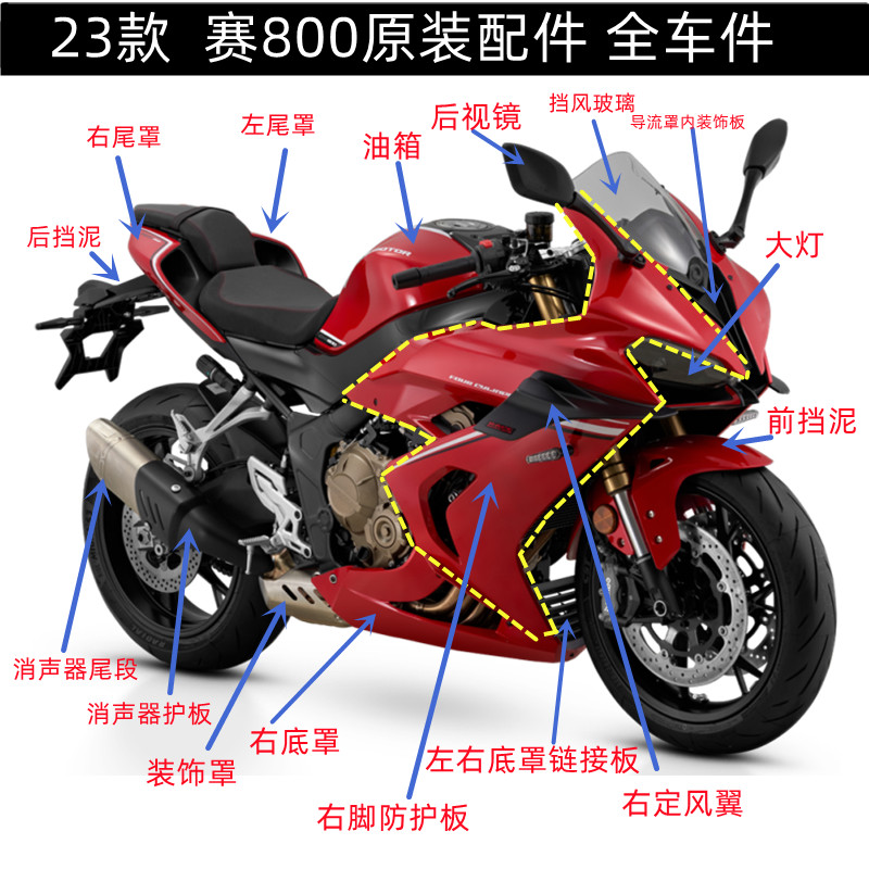 23款赛800配件QJ800GS-G油箱大灯导流罩头罩护板尾罩后视镜全车件