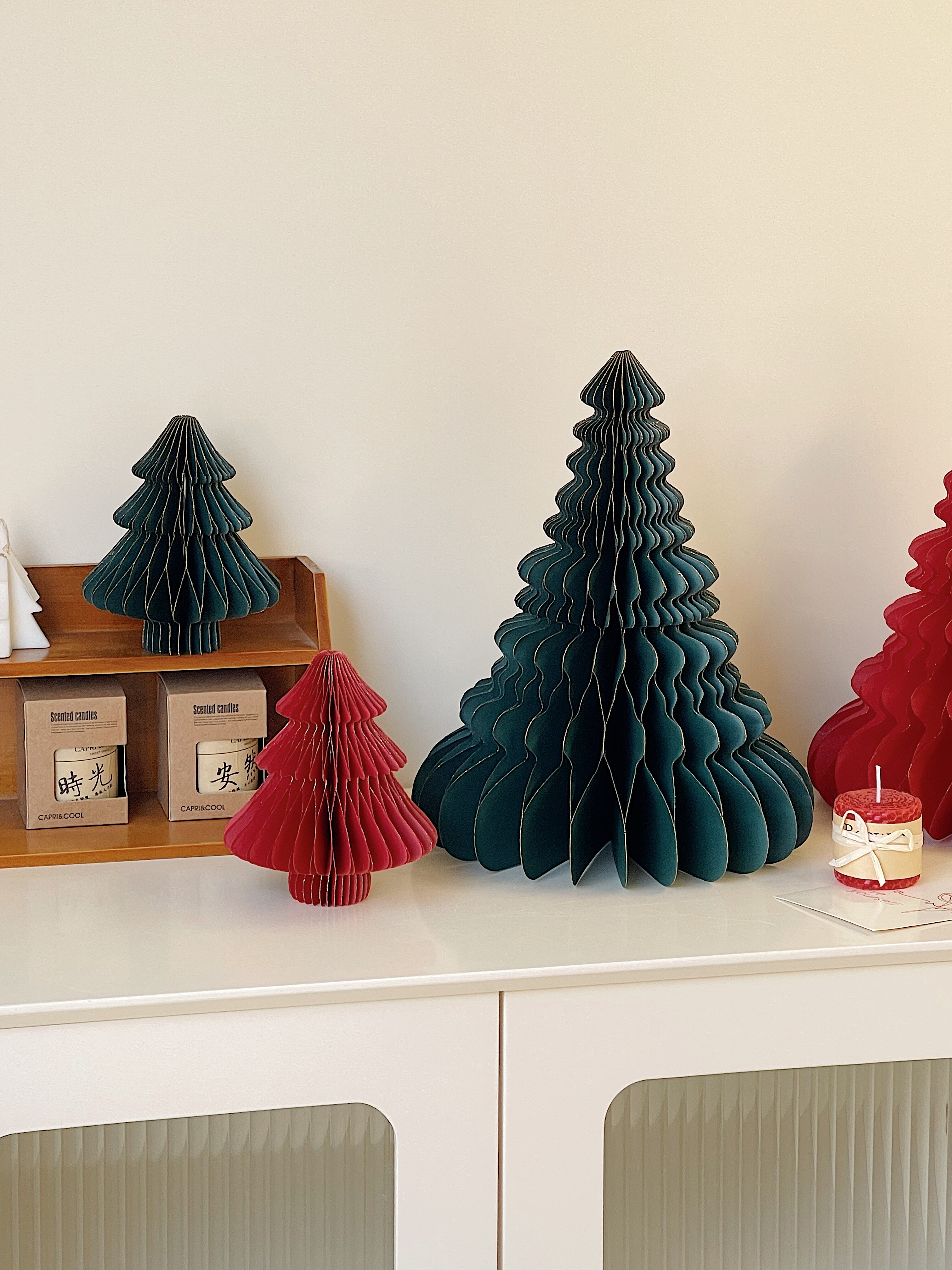 折纸圣诞树圣诞节氛围感装饰品摆件家用桌面小型2023款北欧风软装