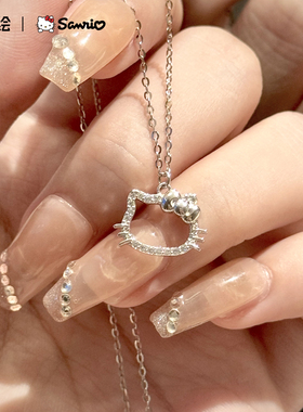 潮色绘三丽鸥Hellokitty项炼纯银女生款小众精致生日礼物送女朋友