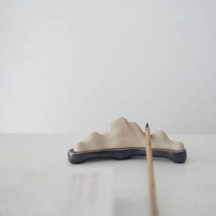 瓷器国画笔架山子清供毛笔书法陶瓷笔搁笔架山文房口-