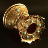 金轮纯铜八轮吉祥莲台手摇转动转金筒莲花转底座手摇底座佛像摆件