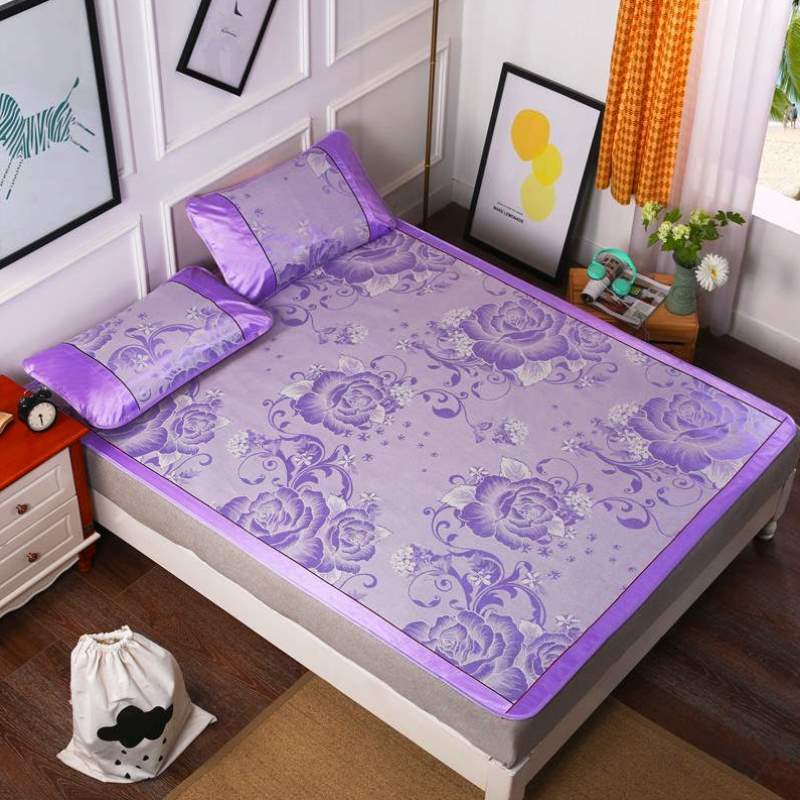 可夏床米1.5凉席m儿童席子学生宿舍1.8折叠冰丝席水洗三件套卡通