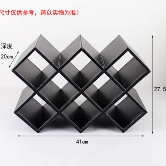 丽然木包邮架皮革架子红酒酒柜葡萄酒装饰欧式摆件格5简约创意