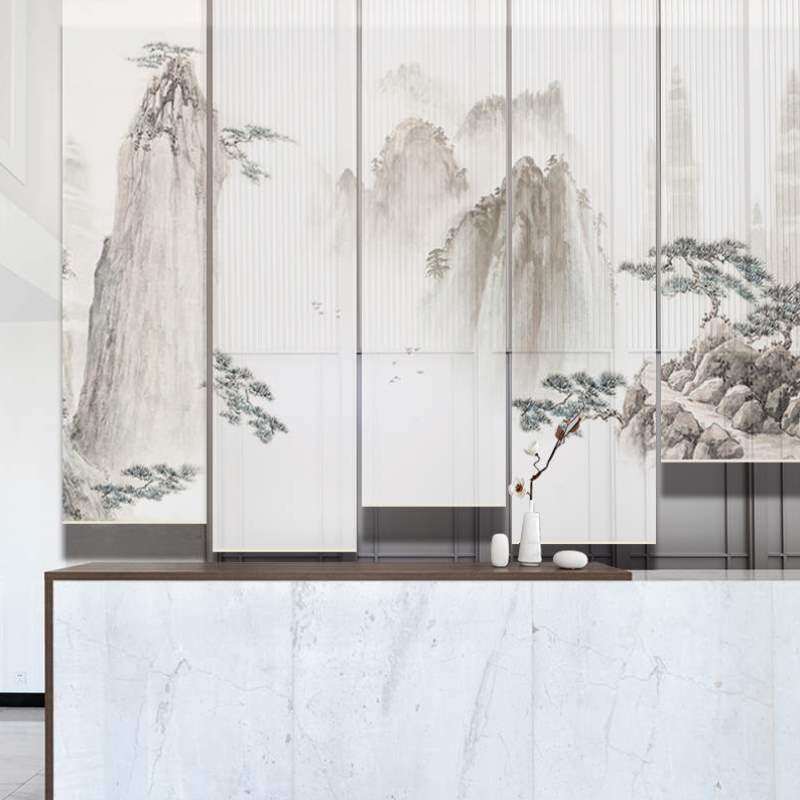 帘山水软新客厅卷帘半透明禅意中式水墨纱帘办公室窗帘定制隔断,居家布艺,卷帘,淘宝优惠券,粉丝福利购,淘宝优惠卷