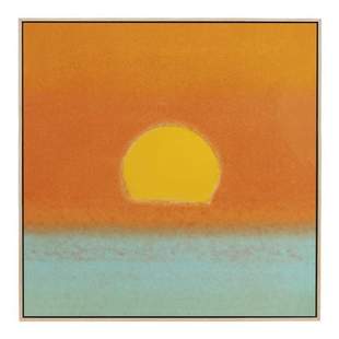 沃霍尔壁画日出治愈摆件安迪黄昏日落橙黄港画床头装饰画紫色红
