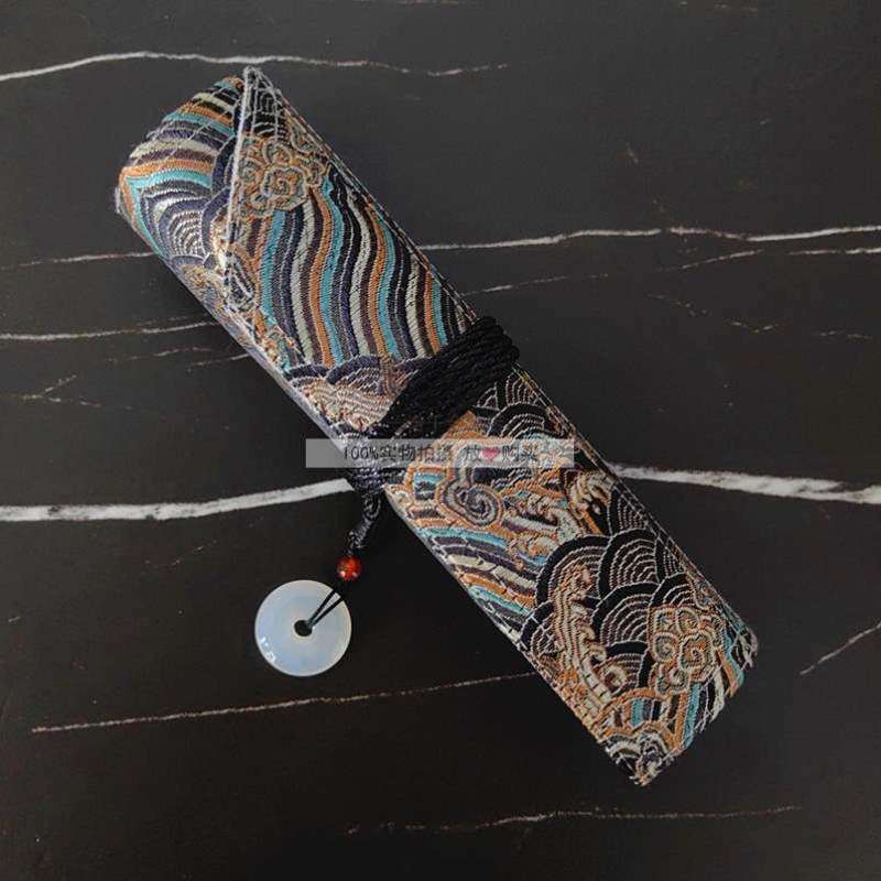 中国钢笔套风一诺千金笔袋笔帘古风收纳时尚烟波浩渺卷手作织锦缎