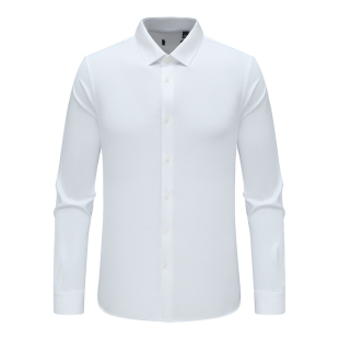 百搭商务休闲上衣 衬衫 白色微弹 长袖 F3937鸟春秋男式