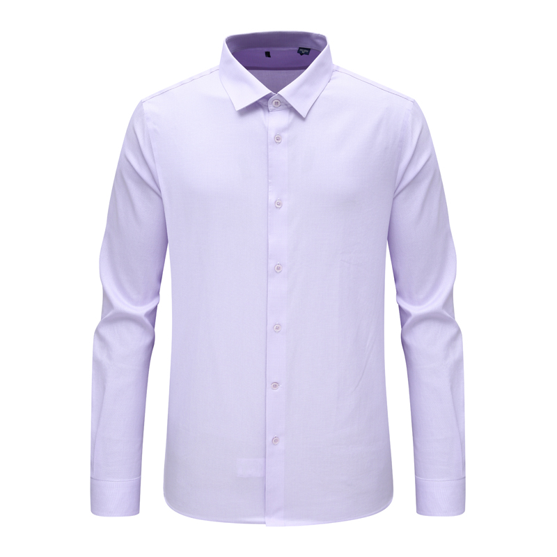 F3464鸟春秋男式长袖衬衫 棉百搭商务休闲上衣 浅紫