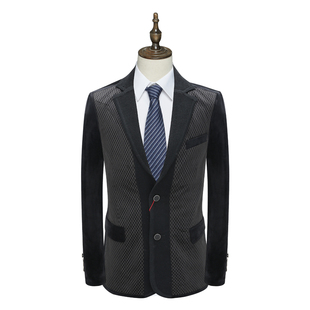 灰色 两粒扣无开衩商务休闲西装 AB890邦纳男式 春秋西服