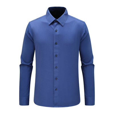 F3554恺春秋男式长袖衬衫 棉百搭商务休闲上衣免烫 蓝色