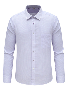 MY201美尔男式春秋长袖衬衫 棉休闲商务上衣 紫白格 时尚都市免烫