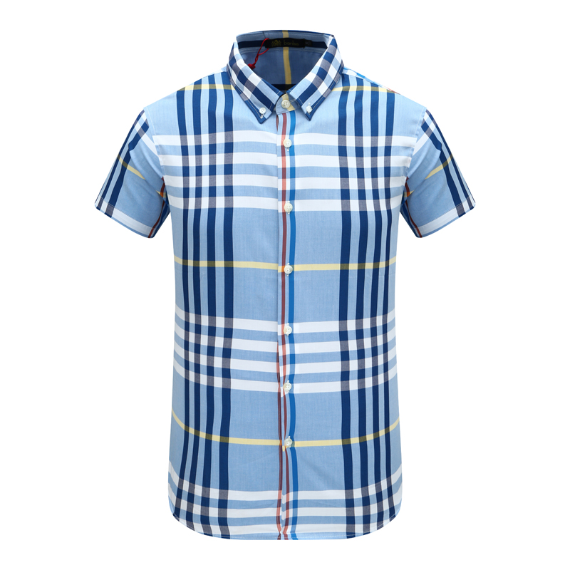AB1409邦纳男夏季短袖衬衫 棉休闲商务上衣 蓝色 时尚都市