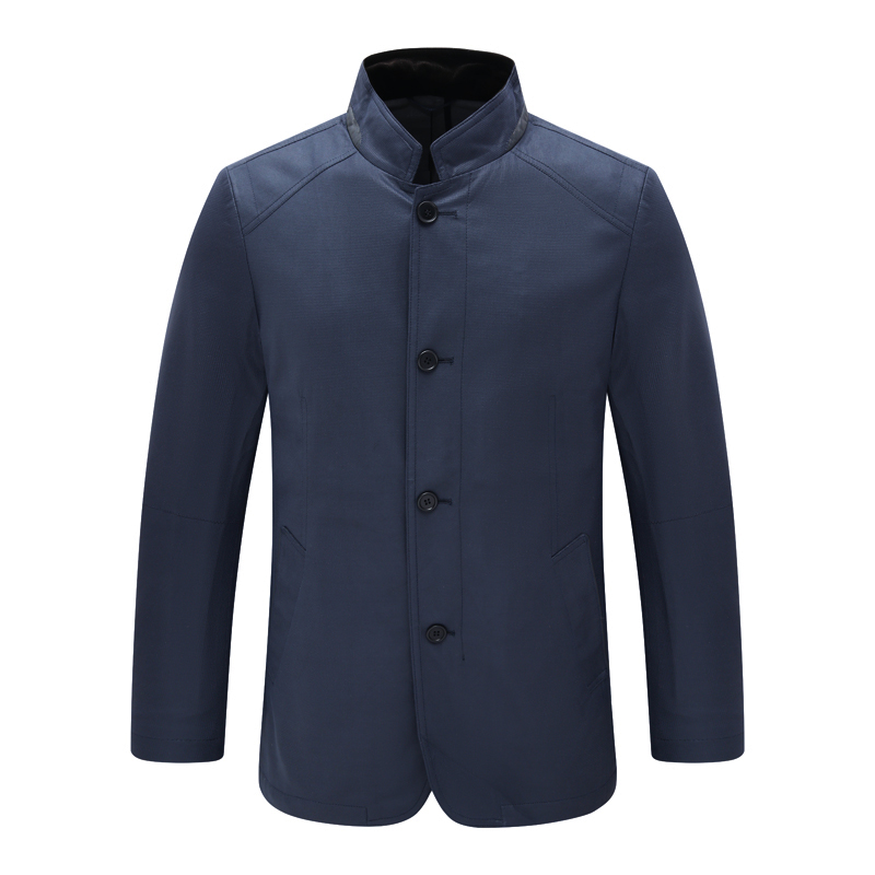 SF211圣春秋厚度男式夹克 直排扣立领舒适休闲外套 深蓝