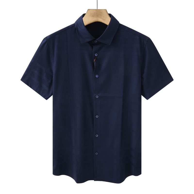 CA157 机场货卡 夏季男式短袖衬衫 百搭商务休闲上衣 深蓝弹力
