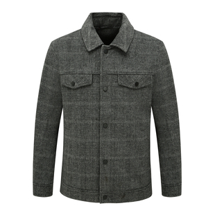 都市 FP579法春秋男式 时尚 绵羊毛直排扣舒适休闲外套 深灰色 夹克