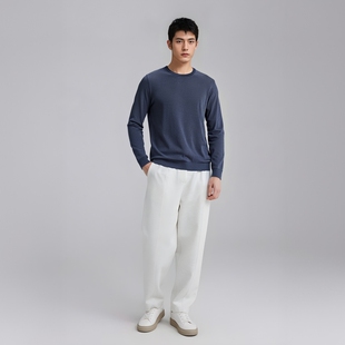 CA109 机场货 卡秋季男式长袖T恤 棉圆领套头休闲商务上衣 深蓝