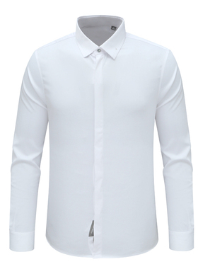 F3791鸟春秋男式长袖衬衫 百搭商务休闲上衣 白色