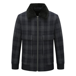 都市 FP576法春秋男式 时尚 绵羊毛拉链舒适休闲外套 深灰色 夹克