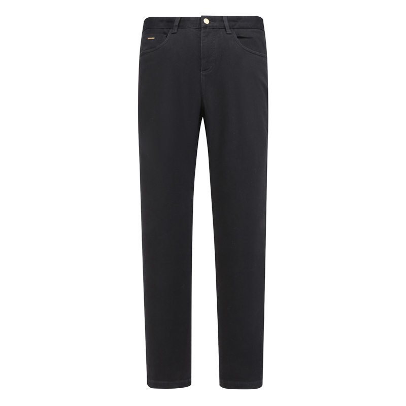 J1655鸟春秋厚度男式牛仔裤 棉中腰修身商务休闲长裤 黑色